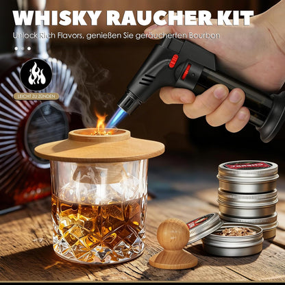 Whisky Räucher-Set mit Brenner und 4 Aromen