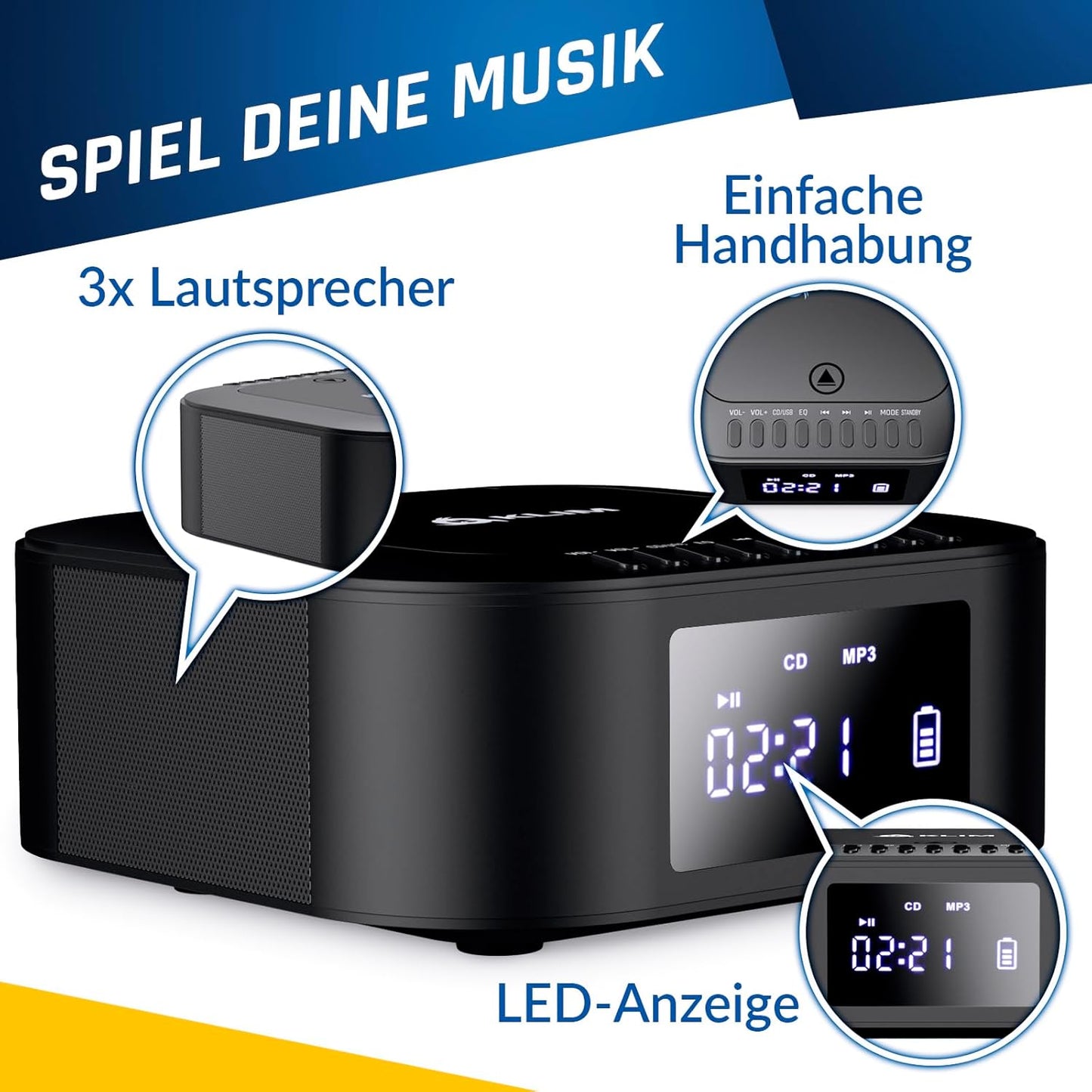 Boombox E1 mit CD-Player und Bluetooth