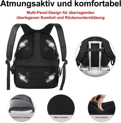 Schulrucksack Anti-Diebstahl (17,3 Zoll), 17.3 Zoll ; Schwarz