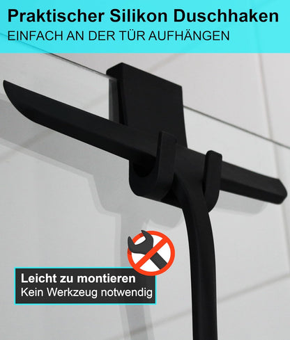 Duschabzieher mit Halterung, 28 cm Duschabzieher Schwarz