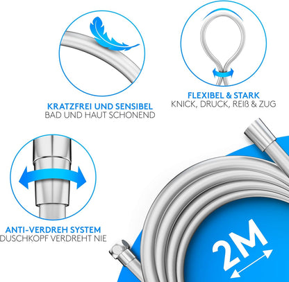Duschkopf-Set mit Schlauch & Halterung
