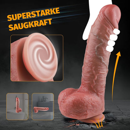 Vibrator Dildo mit 9 Modi und Saugnapf, Fleischfarben