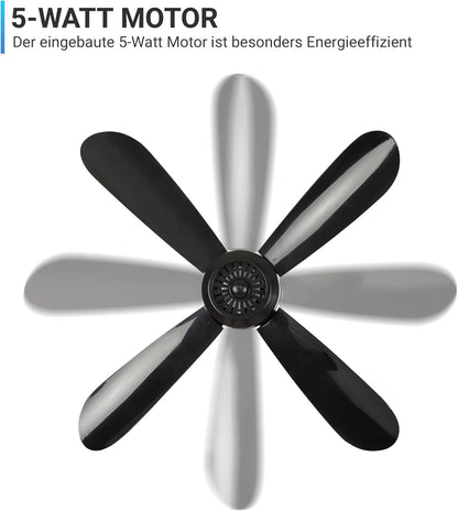 Mobiler Deckenventilator, Schwarz