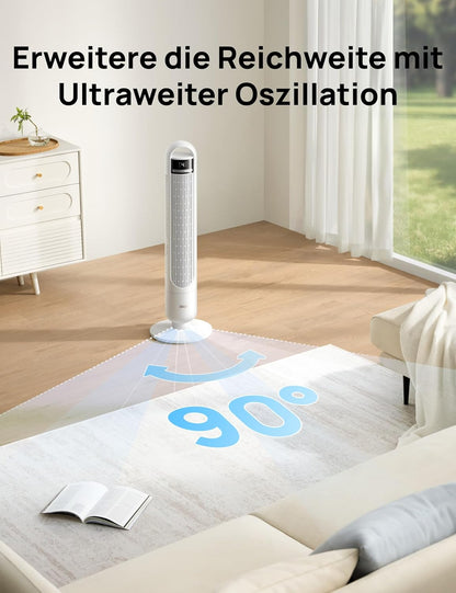 Turmventilator mit Fernbedienung, Weiss