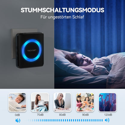 Funkklingel Set mit 4 Empfängern & 2 Sendern, 4 Empfänger & 2 Sender Schwarz