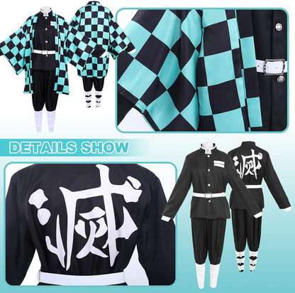 Tanjirou Cosplay Kostüm-Set mit Ohrringen, L Cosplay 1