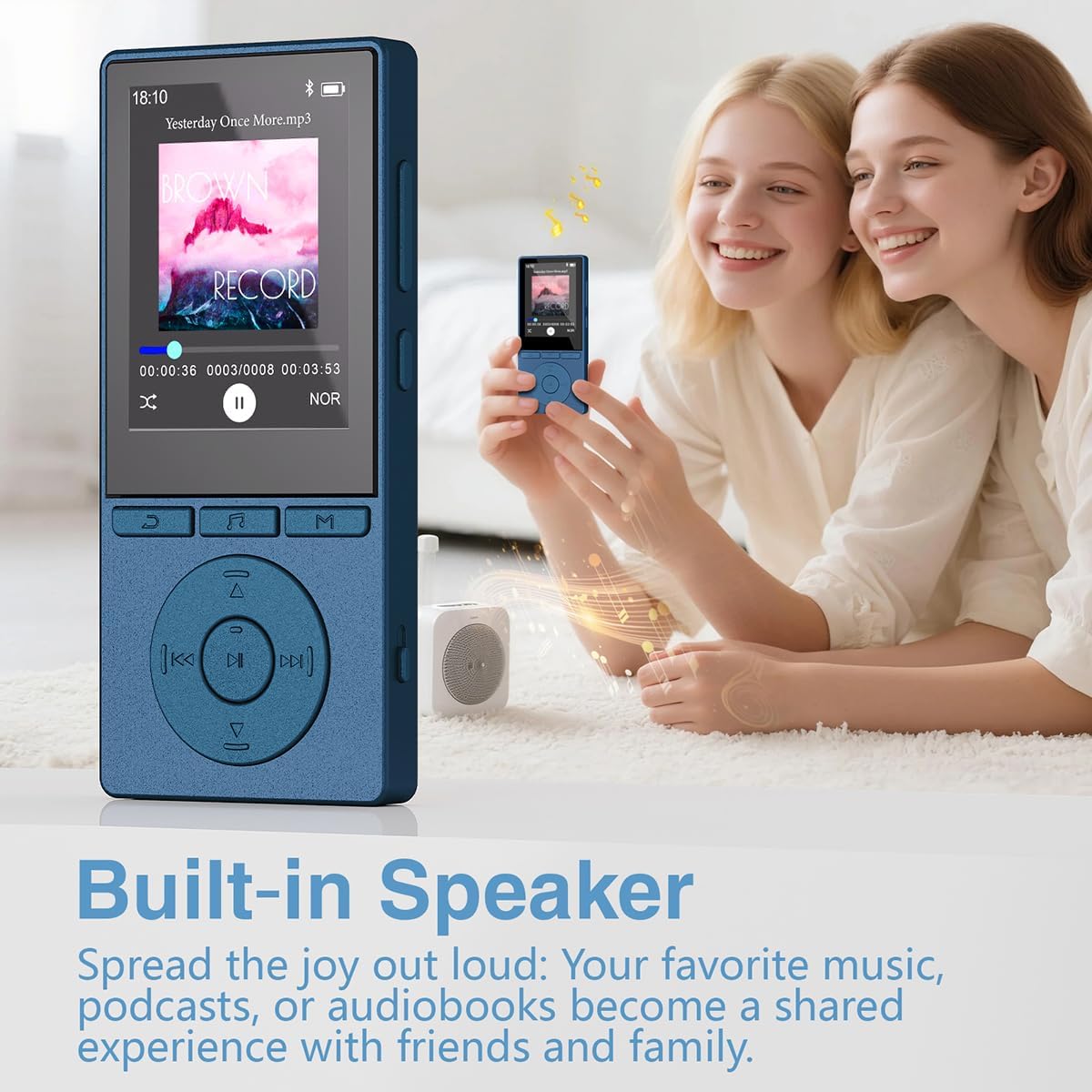 M6 MP3 Player mit Bluetooth und HiFi-Sound, Blau