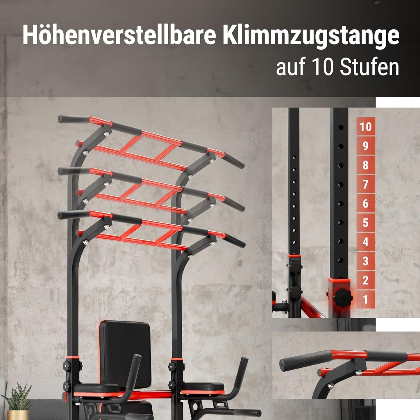 Power Tower mit Hantelbank & Dip-Station