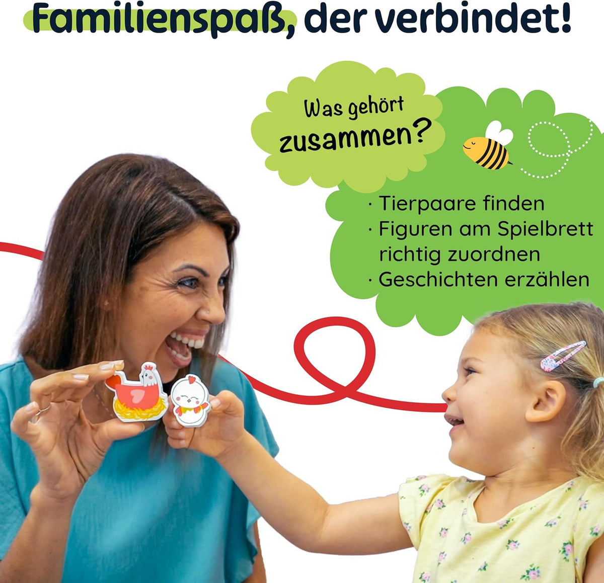 Fädelspiel Bauernhof mit Holzfiguren und Spielbrett