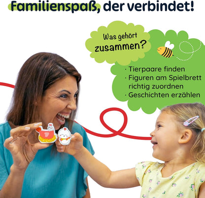 Fädelspiel Bauernhof mit Holzfiguren und Spielbrett