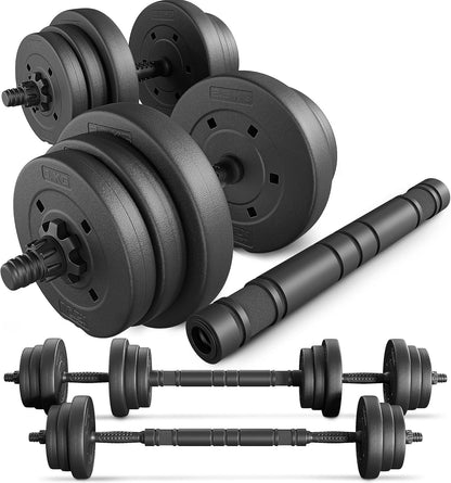 Hanteln Set mit Verbindungsrohr (20kg-40kg), 2x10 kg Schwarz