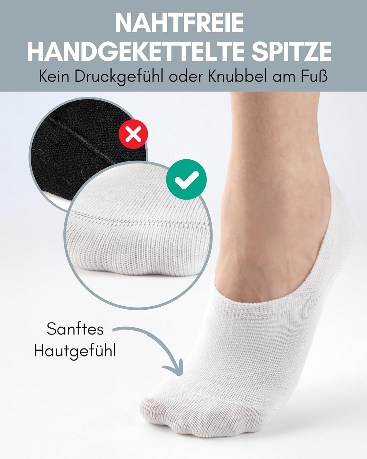 Füsslinge ohne Verrutschen und atmungsaktive, 39-42 10x Weiss