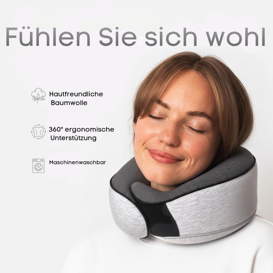 Nackenkissen und Schlafmaske, Grau