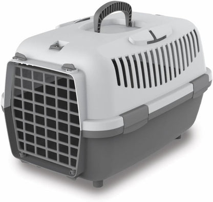 Hundetransportbox für kleine Hunde & Katzen, L 48 x B 32 x H 32 cm Grau