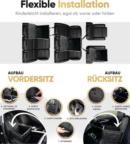 Wasserdichter Hundeautositz, Schwarz-Grau