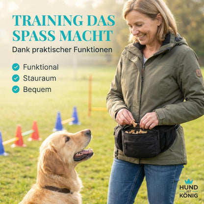 Leckerlitasche für Hunde mit Kotbeutelspender, Schwarz