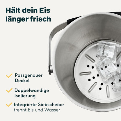 Eiswürfelbehälter mit Zange und Deckel, Eiseimer 3l