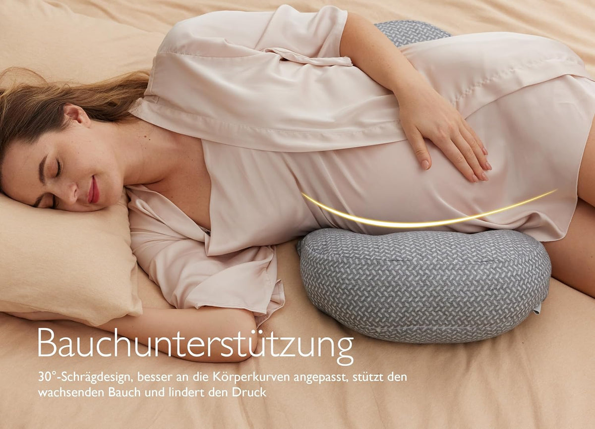 Verstellbares Schwangerschafts-Seitenschläferkissen, Dunkel Grau W-Form
