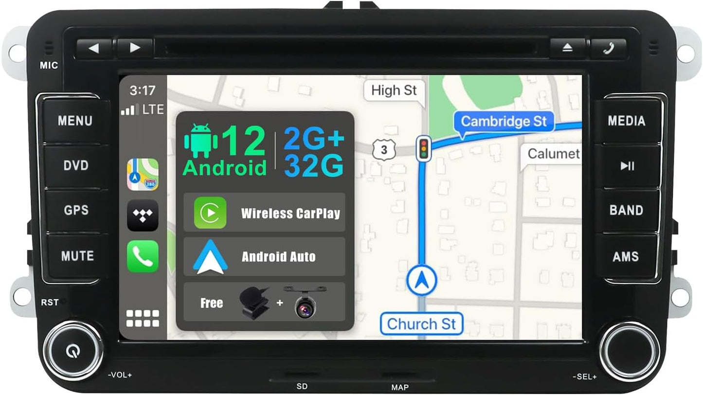 Android 10 Autoradio für VW/Skoda/Seat mit GPS, 2G32G-A 7 Zoll