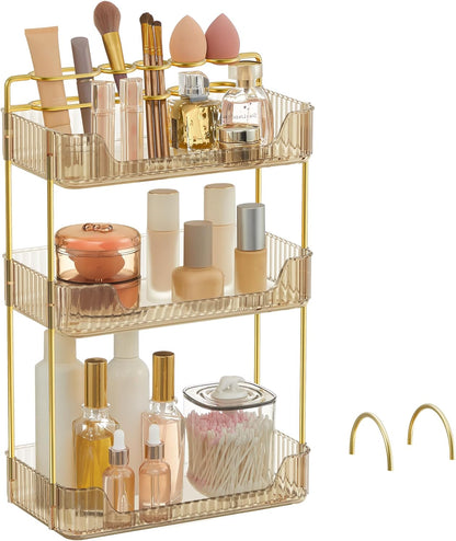 Make-up Organizer mit 3 Ebenen, Champagnergold
