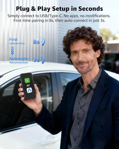Wireless CarPlay & Android Auto Adapter, Schwarz