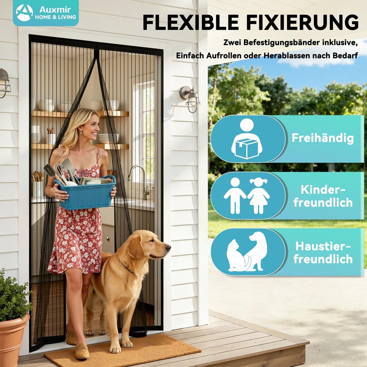 Fliegengitter Magnetvorhang ohne Bohren 160x220cm, 160x220cm Schwarz