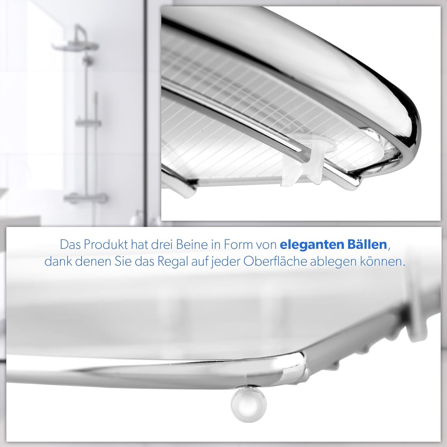 Eck-Duschregal mit 2 Etagen, Silber, 2 Etagen