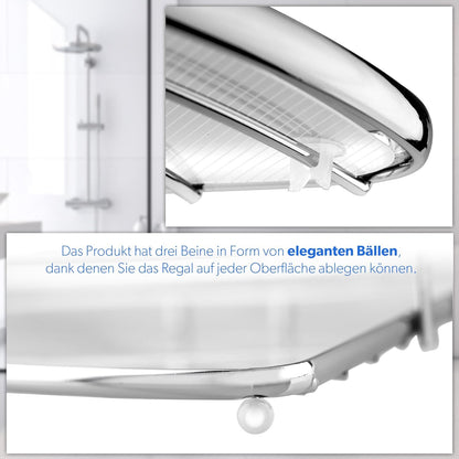 Eck-Duschregal mit 2 Etagen, Silber, 2 Etagen