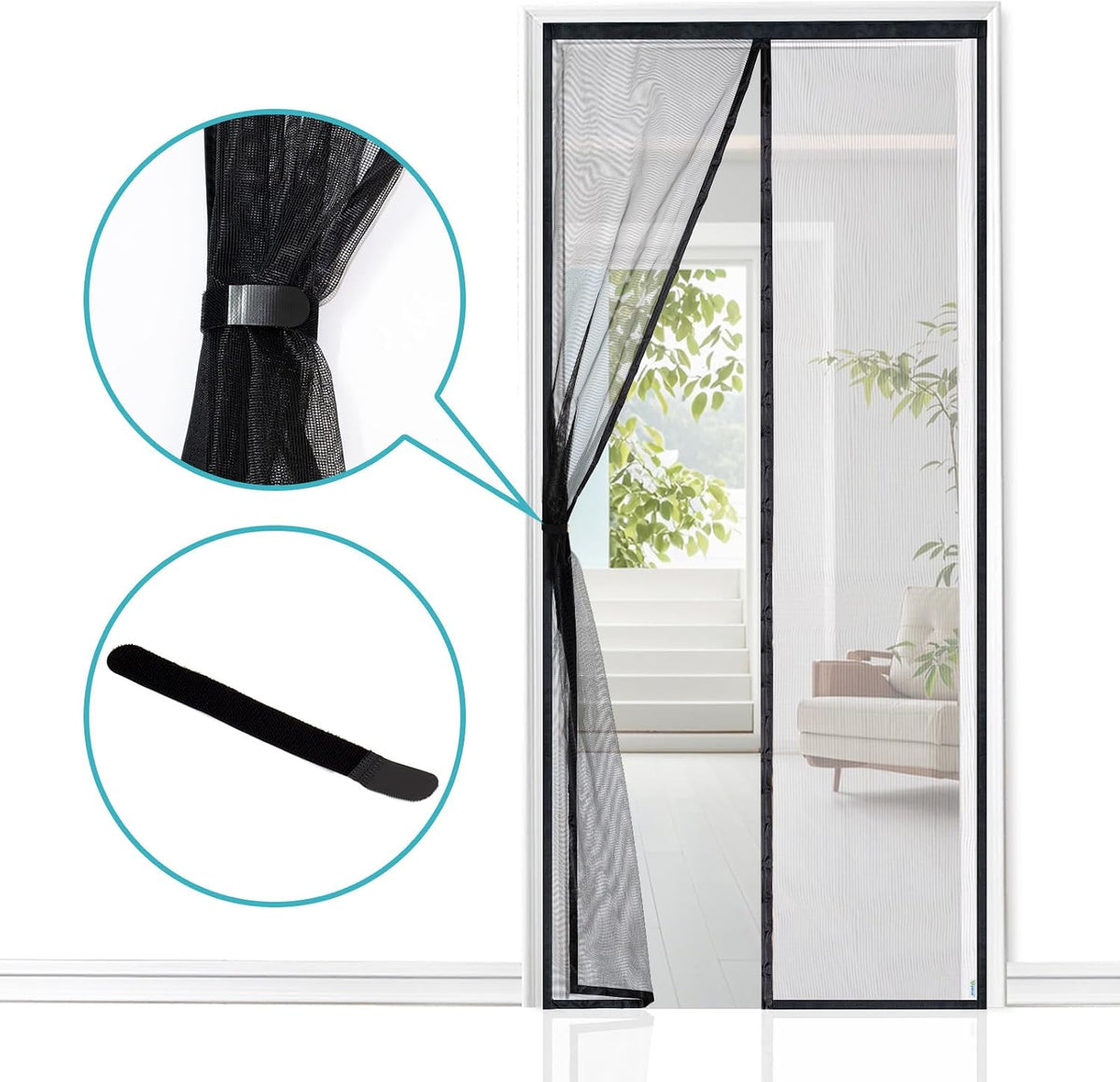 Magnetische Fliegengittertür Prime für Balkontüren, 90x200 cm Prime Schwarz