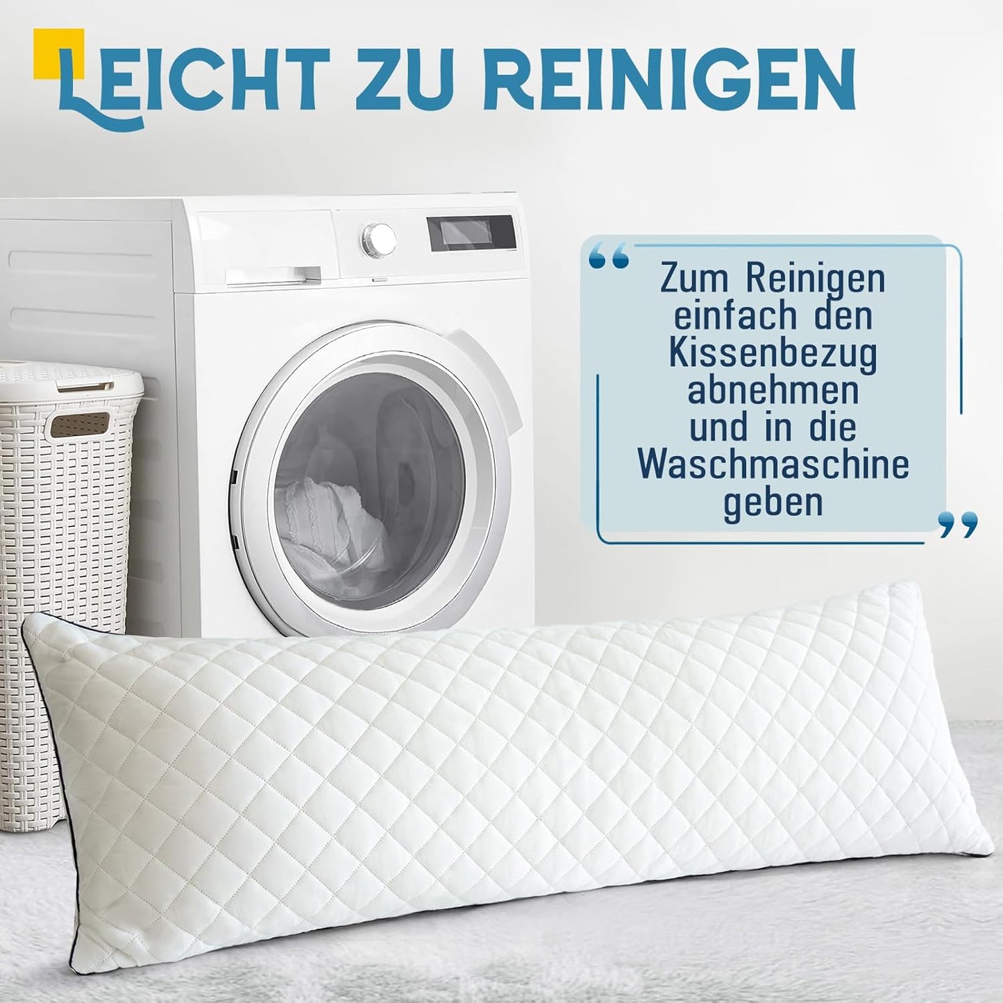 Ergonomisches Ganzkörperkissen für Seitenschläfer, 160 x 50 cm Weiss-memory Foam