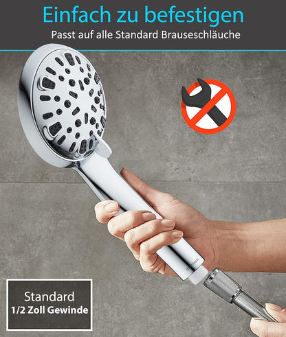Hochdruck Duschkopf mit 8 Strahlarten, 8L/Min. 8 Strahlarten / Sparduschkopf