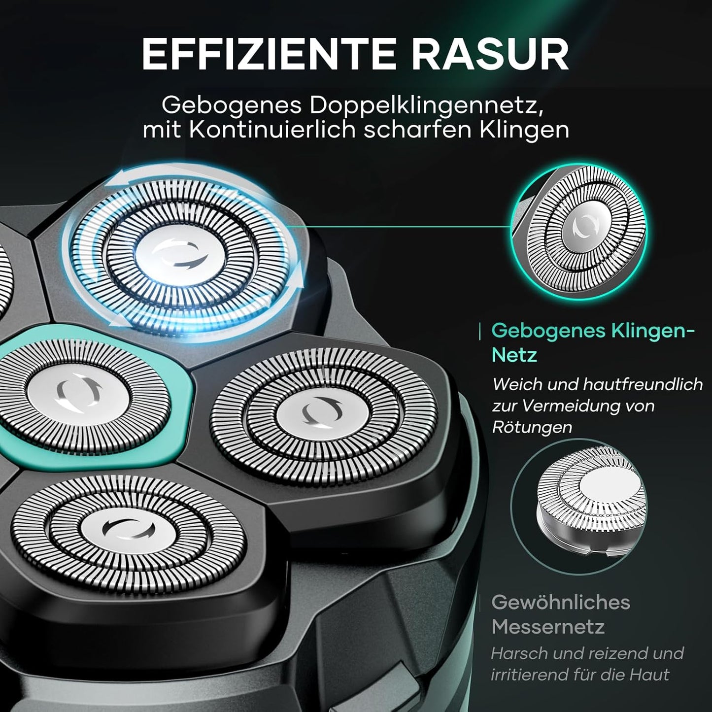 Ersatzrasierkopf für Glatzen-Rasierer 6D, Schwarz