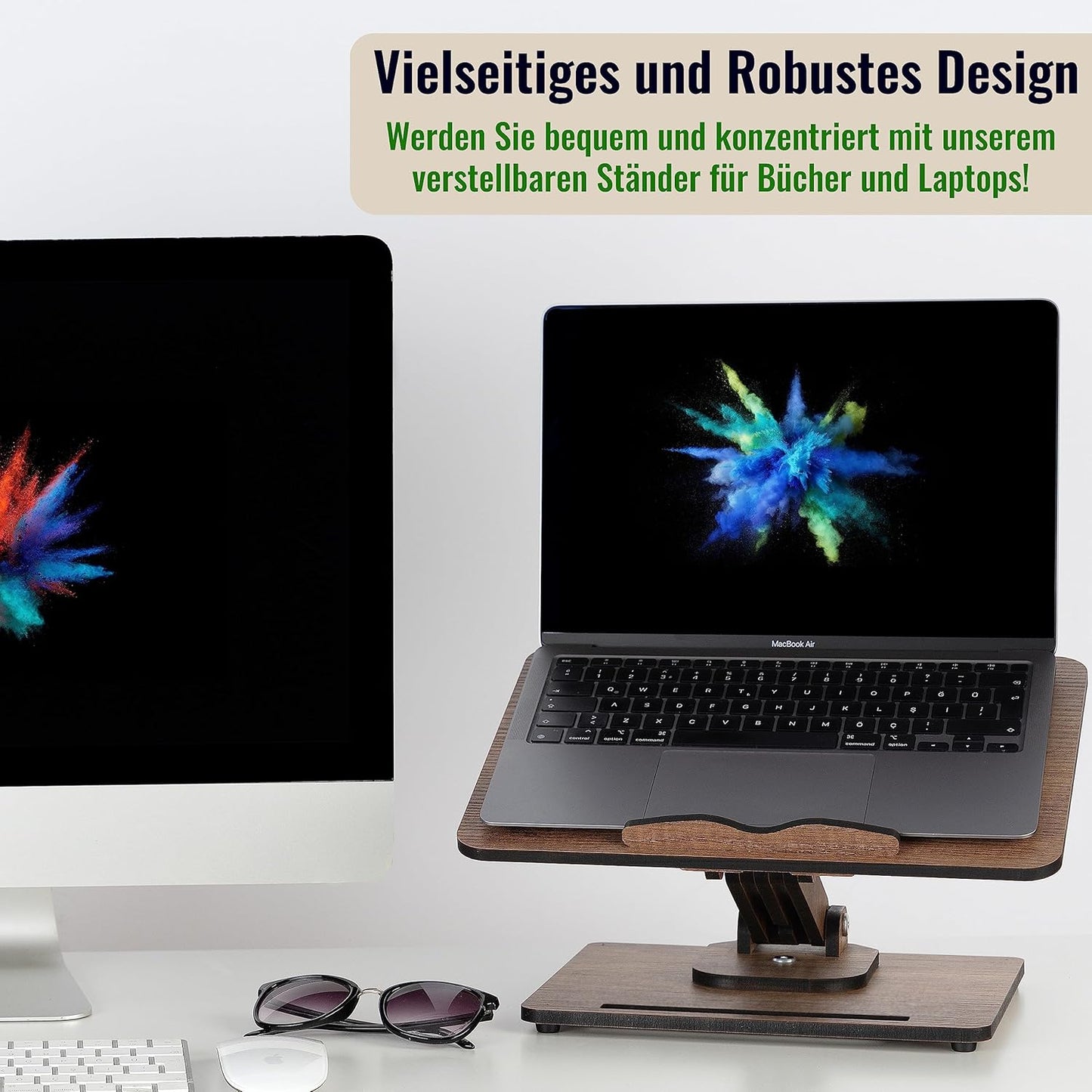 Verstellbarer Buch- und Laptop-Ständer aus Holz