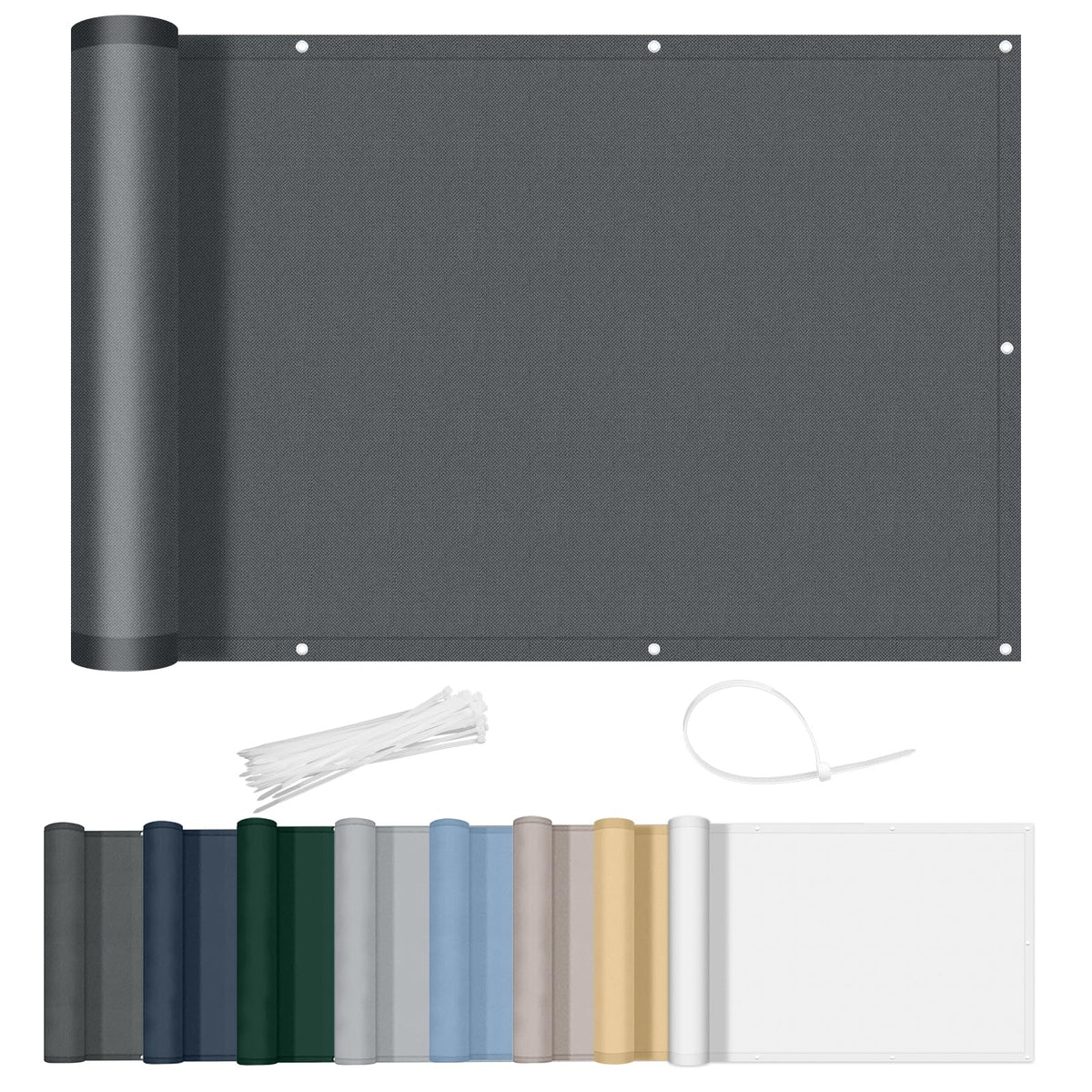Wetterfeste Balkonumspannung, UV- und Windschutz, 0.9x6m Anthrazit