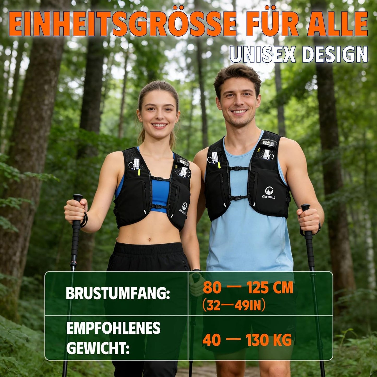 Trinkrucksack mit 2 faltbaren Trinkflaschen, schwarz +2 Trinkflaschen